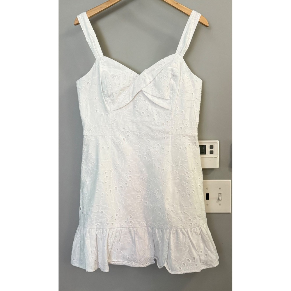 Lilly Pulitzer Rocko Eyelet Romper Women Size 10 White Tropical Leaf Dress Skort